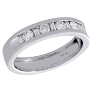 14K White Gold Baguette & Round Diamond Mens Wedding Band Engagement Ring 1 Ct.