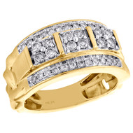 10K Yellow Gold Round Diamond Domed Mens Statement Pinky Ring Wedding Band 1 CT.
