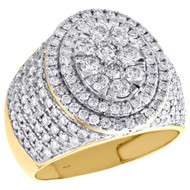 10K Yellow Gold Round Diamond Step Oval Tiered Pinky Ring 18mm Pave Band 2.50 CT