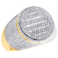 10K Yellow Gold Baguette Diamond Circle Round Frame 18mm Pinky Ring Band 1.75 CT