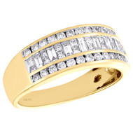 14K Yellow Gold Baguette & Princess Cut Diamond Mens Wedding Band 1.27 CT.