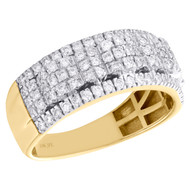 10K Yellow Gold Round Diamond Mens Wedding Band Waved & Domed Ring 1.02 CT.