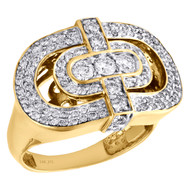 14K Yellow Gold Three Stone Diamond Double Oval Mens Statement Pinky Ring 1 CT.