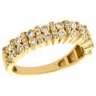 10K Yellow Gold Mens Miracle Set Diamond Wedding Band 2 Row 5.50mm Ring 1/2 CT.