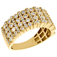 10K Yellow Gold Mens Round Diamond Wedding Band 9mm Miracle Set Ring 0.76 CT.
