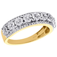 10K Yellow Gold Miracle Set Diamond Cluster Wedding Band 6.50mm Band 0.64 CT.
