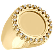 10K Yellow Gold Mens Round Diamond Engraveable Memory Frame Pinky Ring 0.27 CT.