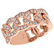 10K Rose Gold Mens Diamond Miami Cuban Link Pinky Ring 9mm Weddding Band 1.22 CT