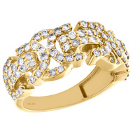 10K Yellow Gold Mens Round Diamond Byzantine Link Pinky Ring Pave Band 1.63 CT.