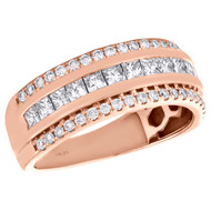 14K Rose Gold Princess Diamond Wedding Ring 8.50mm Mens Invisible Band 1.15 CT.