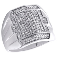 10K White Gold Mens Genuine Diamond Statement Pave Pinky Ring 19mm Band 1/2 CT.