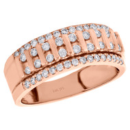 Mens 14K Rose Gold Round Cut Diamond Wedding Ring 8mm Channel Set Band 0.78 CT.