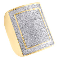 10K Yellow Gold Mens Genuine Diamond Statement Pinky Ring 28mm XL Band 0.89 CT.
