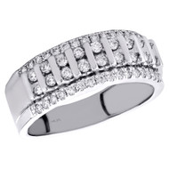Mens 14K White Gold Round Cut Diamond Wedding Ring 8mm Channel Set Band 0.79 CT.