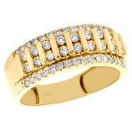 Mens 14K Yellow Gold Round Cut Diamond Wedding Ring 8mm Channel Set Band 0.79 CT