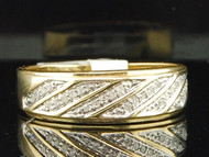 Mens 10K Yellow Gold 1/4 ct. Round Cut Diamond Engagement Ring Pave Wedding Band