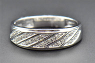 Diamond Wedding Band 10K White Gold Round Cut Mens Designer Pave Ring 0.16 Ct