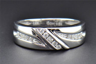 14K White Gold Diamond Wedding Band Round Cut Mens Engagement Ring 0.24 CT