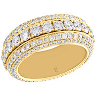 10K Yellow Gold Genuine Diamond Eternity Wedding Band Mens Ring 9.25mm | 5.1 CT.