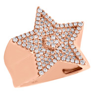 10K Rose Gold Genuine Diamond Super Star Statement Pinky Ring 23mm Band 0.98 CT.