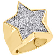 10K Yellow Gold Diamond Super Star Statement Pinky Ring 24mm Pave Band 0.67 CT.