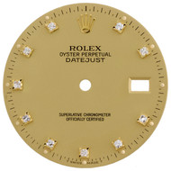 Factory Original Round Diamond Rolex DateJust 36mm Champagne Dial Ref. # 16013