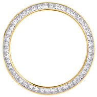 Solid Gold Princess Cut Diamond Bezel For 36mm Rolex DateJust / Day-Date 4.30 CT