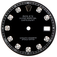 Original Refinished Black Gloss Diamond Dial Rolex Datejust 36MM Non Quick Watch