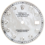 Original Refinished White MOP Diamond Dial Rolex Datejust 36MM Non Quick Watch