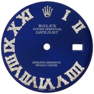 Diamond Roman Numeral Blue Dial to Fit DateJust Rolex 36mm Quick Set 1/2 CT