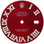 Diamond Roman Numeral Red Dial to Fit DateJust Rolex 36mm Quick Set 1/2 CT.
