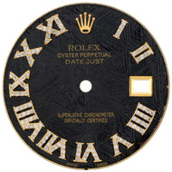 Black Meteorite Diamond Roman Dial To Fit Rolex Datejust 36MM Quick Set 3/4 CT.