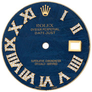 Blue Meteorite Diamond Roman Dial To Fit Rolex Datejust 36MM Quick Set 3/4 CT.