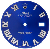 Medium Blue Dial Diamond Roman Numeral to Fit Datejust II Rolex 41mm Models 1/2 CT.