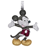 14K White Gold Mystery Set Princess Ruby Gemstone Custom Diamond Pendant 15 CT.