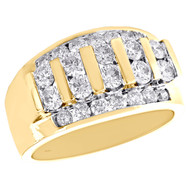14K Yellow Gold Round Diamond Wedding Band Channel Set 13mm Statement Ring 2 CT.