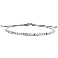 14K White Gold Round Diamond Prong Set Bolo Tennis Bracelet 13" | 2.75mm | 2 CT.