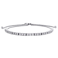 14K White Gold Round Diamond Prong Set Bolo Tennis Bracelet 14" | 3.50mm | 4 CT.
