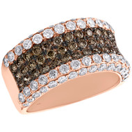 14K Rose Gold Brown Diamond Cocktail Anniversary Wedding Band 11mm Ring 2.37 CT.