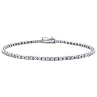 14K White Gold Round Diamond 2mm Classic Prong Set Tennis Bracelet 7" | 3/4 CT.