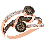 10K Rose Gold Brown Diamond Wrap Ribbon Anniversary Band Cocktail Ring 1 CT.