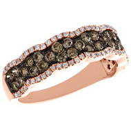 14K Rose Gold Genuine Brown Diamond Statement Wedding Band 6mm Fancy Ring 1 CT.