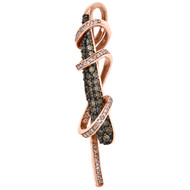 10K Rose Gold Brown Diamond Bar Statement Wrap Pendant 1.40" Fancy Charm 3/8 CT.