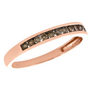 10K Rose Gold Brown Diamond Anniversary Ring Channel Set 3mm Wedding Band 1/4 CT
