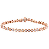 14K Rose Gold Round Diamond 3.75mm Milgrain Prong Set Tennis Bracelet 7" | 2 CT.