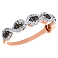 10K Rose Gold Brown Diamond Infinity Anniversary Band Right Hand Ring 1/4 CT.