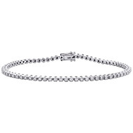 10K White Gold Round Diamond 4-Prong Tennis Link Bracelet 7" | 2.50mm | 1.20 CT.