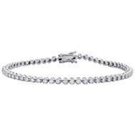 10K White Gold Round Diamond 3mm U Shape Prong Set Tennis Bracelet 7" | 2 CT.
