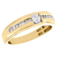 10K Yellow Gold Round Diamond Solitaire Wedding Band 6mm Channel Set Ring 1/2 CT