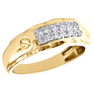 10K Yellow Gold Round Diamond Double Row Wedding Band 8mm Mens Pave Ring 3/8 CT.